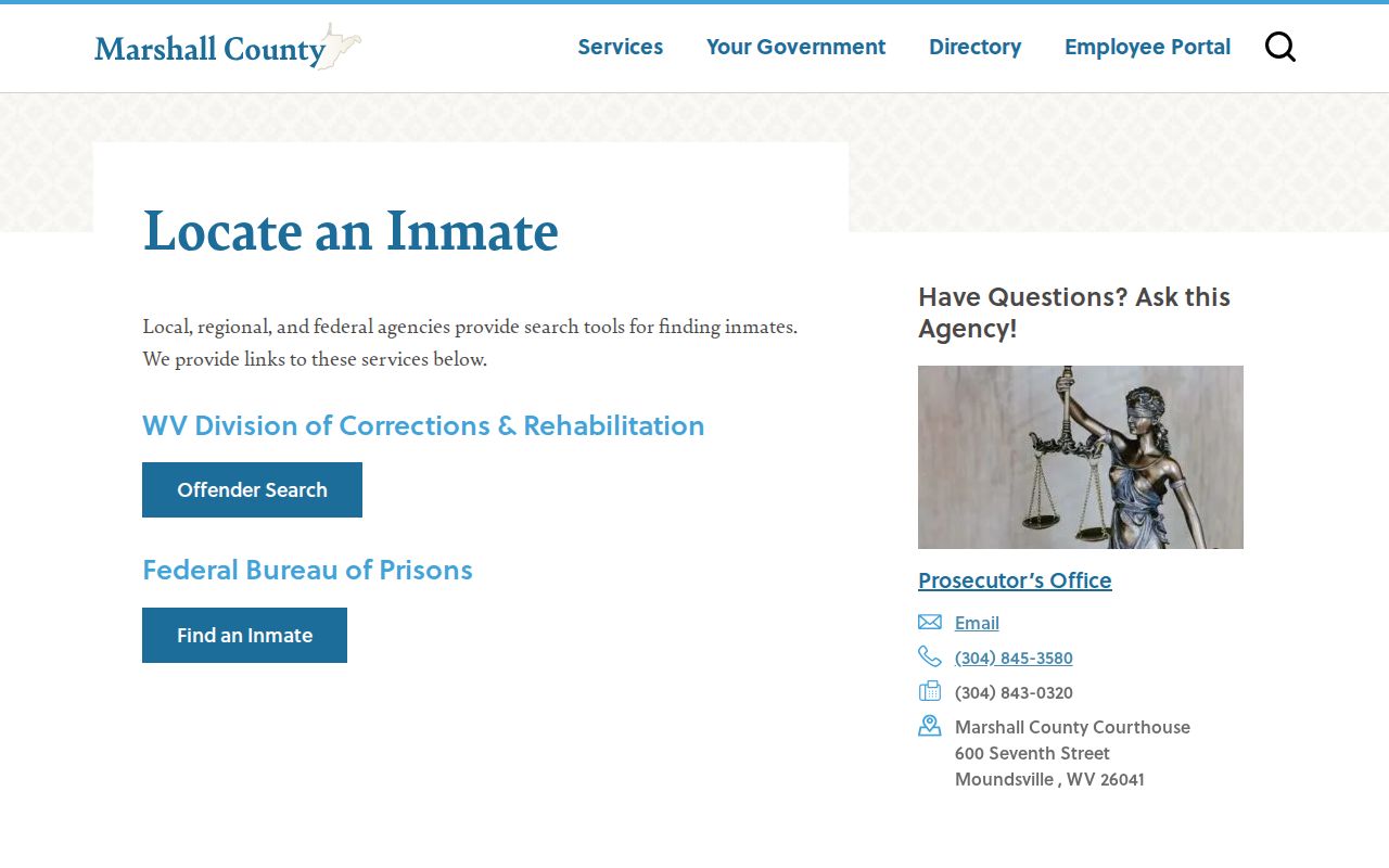 Marshall County arrest and inmate locator routes