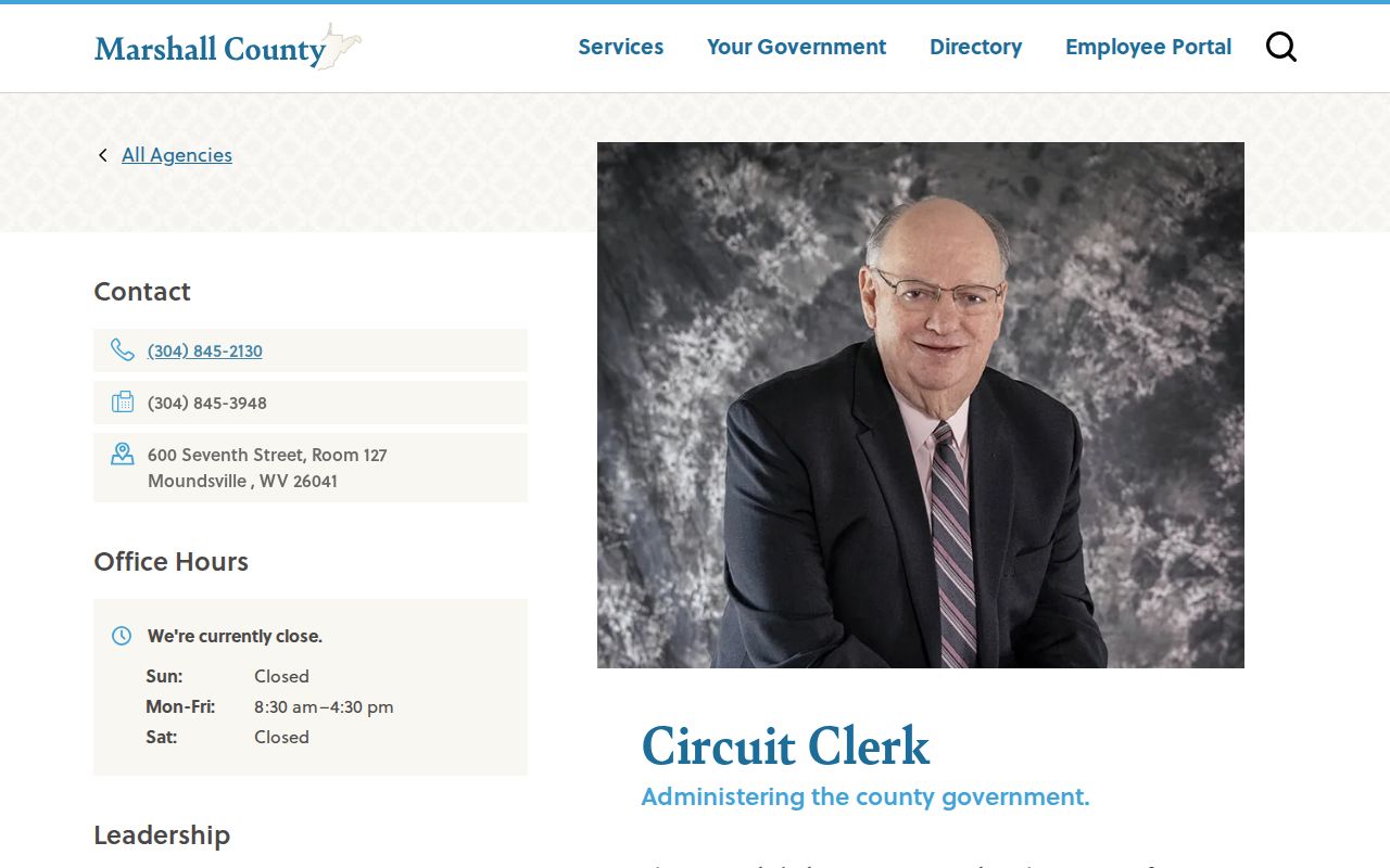 Marshall County Circuit Clerk criminal court case custodian
