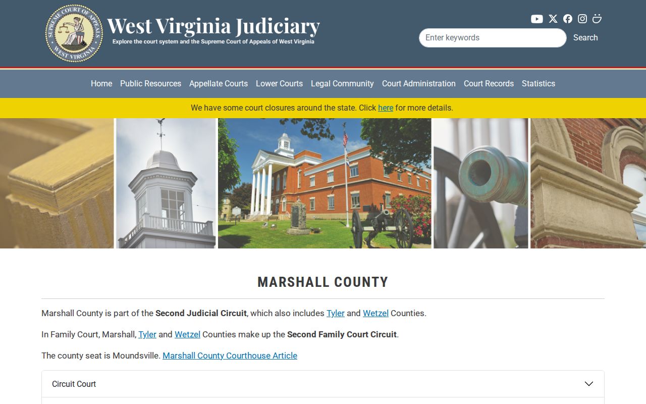Marshall County court case directory for criminal records