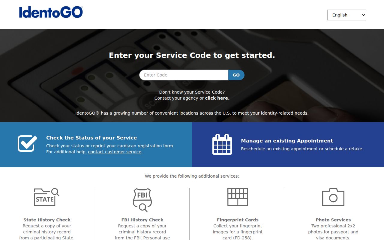 IdentoGO fingerprint enrollment for Marshall County criminal records